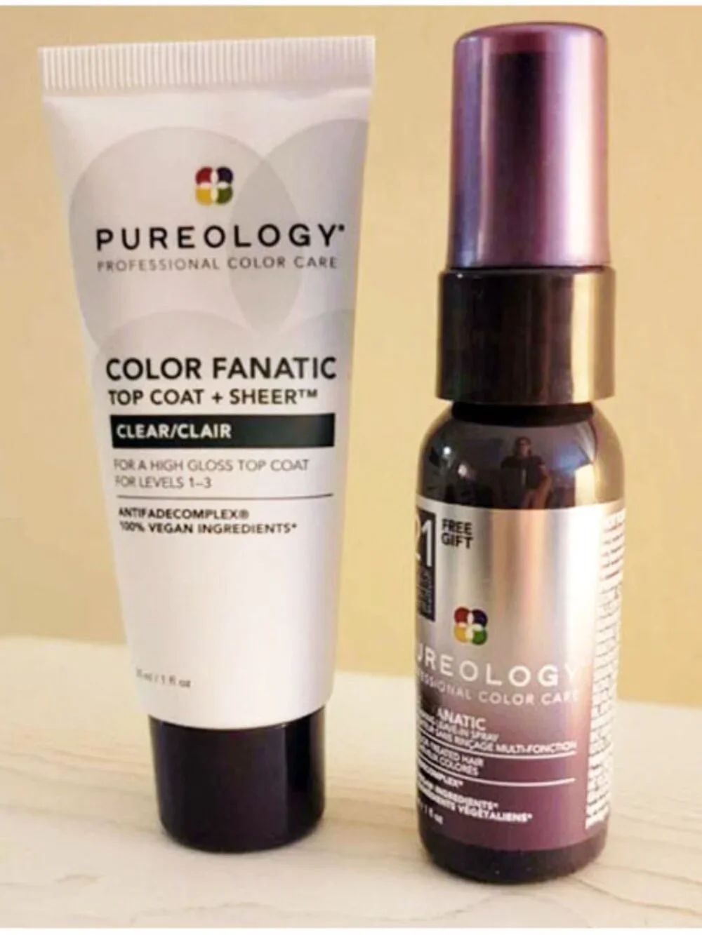 Pureology 4 Pc Travel Set Hydrate Shampoo Conditioner Color Fanatic Top Coat NEW
